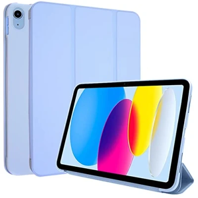 Bild av TECHGEAR iPad 10, 10:e generationen 10,9 tum smart fodral smalt tredelat stativ skydd med hörnskydd [Automatisk väckning/sömn] för 2022 ljusblå