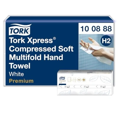 Bild av Tork Xpress Komprimerad Mjuk Multifold Handduk vit H2, Premium kvalitet, 2 lagers, M vikt, stor, 12 x 170 handdukar, 100888