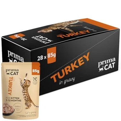 Bild av Kalkon i sås kattmat för kattungar 28 x 85g