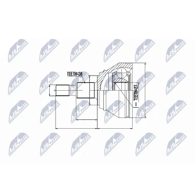 Bild av Drivknut, framaxel höger, vänster, audi,seat,skoda,vw, 1J0 407 311 R, 498 099 E, EX