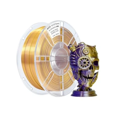 Bild av IBOSS PLA filament med 3D skrivare, 1,75 mm, tvåfärgad sidenfilament, co extrudering glänsande tryck 1 kg (2,2 pund guldlila