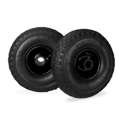 Bild av Relaxdays säckkärrhjul i set om 2, 3,00 4, luftdäckat komplett hjul med stålfälg, 25 mm axeldiameter, svart