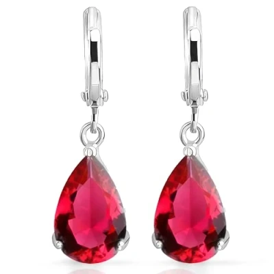 Bild av Crystalline Azuria Tårdroppe Dinglande Örhängen Rosa Zirkoniumkristaller 18ct Vit Guldpläterad för Kvinnor