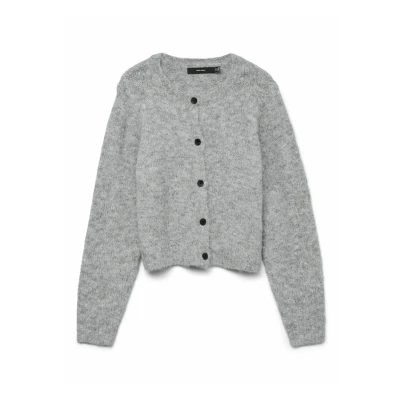 Bild av Vero Moda Vmnovah Oneck Button NOOS Kofta, Storlek: XS, Medium grey melange