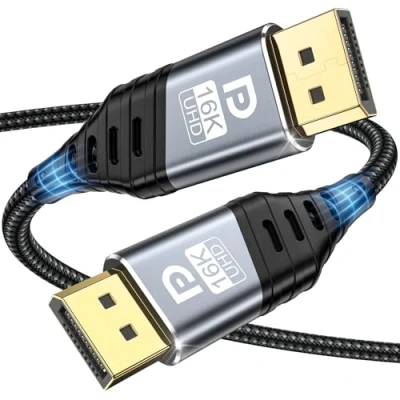Bild av 16K DisplayPort Cable 2.1, DP 2M Übertragungsrate 40Gbps 16K@60Hz, 8K@120Hz, 4K@240Hz/165Hz/144Hz, 2K@240Hz for Gaming Monitor, Graphics card, Laptop, PC, TV, Projector