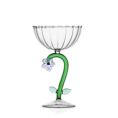 Bild av Ichendorf Milano Champagne Cup Lila Blomma Botanisk Samling 28 cl Borosilikatglas Handgjord