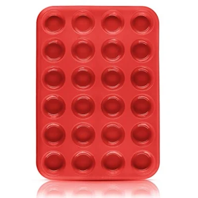 Bild av Belmalia Mini Muffinsform i Silikon med 24 Hål Non Stick Cupcake Formar för Bakning Idealisk Present till Bagare Hemmatlagning Tillbehör Röd