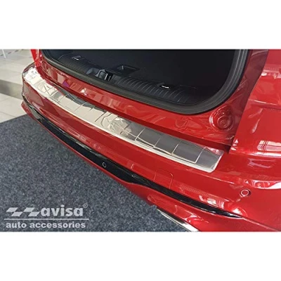 Bild av Avisa rostfritt stål bakre stötfångarskydd kompatibelt med Ford Kuga III ST Line/Vignale/Hybrid Line 2019 &#039;Ribs&#039;, silver