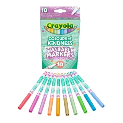 Bild av CRAYOLA Colors of Kindness tvättbara fina linjer markörer blandade Färger (paket med 10) som representerar goda känslor Perfekt för barn i åldern 3+