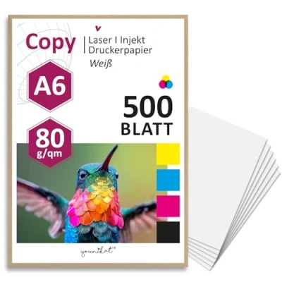 Bild av 500 ark blankt 80 g/m² papper I vitt kopieringspapper receptpapper DIN A6 dv_1310