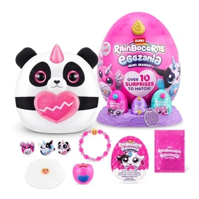 Bild av Rainbocorns Eggzania Mini Mania, panda, av ZURU plysch Surprise upplåsning med djurmjuk leksak, idé för flickor fantasispel (panda)