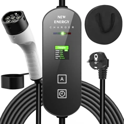 Bild av Typ 2 laddningskabel Schuko, 3,5 KW 616 A bärbar laddkabel EV laddare med styrbar digital display för elbil, modell 3/Y 3008/508, C5X, DS7, GLA, Q3, X3 och andra PHEV/EV