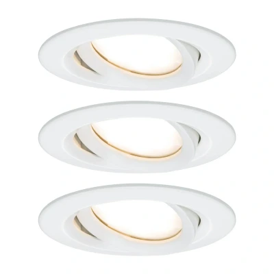 Bild av Paulmann 93682 Nova Plus LED infälld belysning set om 3 runda svängbara 3x6.8W IP65 dimbar spotlight vit matt spot aluminium 2700K
