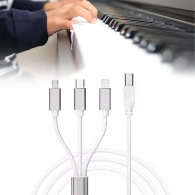 Bild av 3 i 1 USB C till B Midi kabel: 1m OTG kabel Typ skrivarkabel för IOS, Controller Elektroniskt musikinstrument Ljudgränssnitt keyboard (Vit)