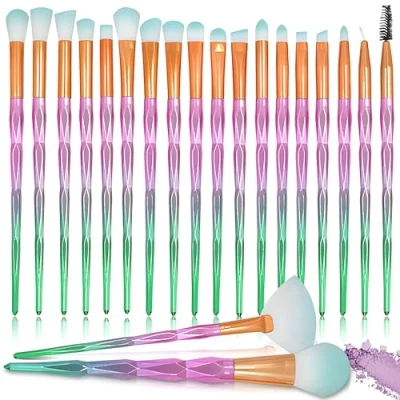 Bild av Retoo Sminkborstar Set 20st Professionella Borstar för Pulver Concealer Fundament Ögonbryn Ögonskugga Kontur Öga Blandare Borsta Makeupborste ögonskuggsborste Grön/Rosa
