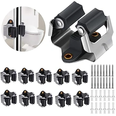 Bild av 3 H 10 pack mopphållare, kvasthållare väggmonterad, för garage, trädgård, skjul, förvaringssystem, tvättstuga, hem, kök, organisation, upp till 35 mm, bärande 4 kg (svart)