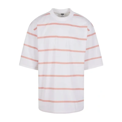Bild av Urban Classics Oversized Sleeve Modern Stripe Tshirt med print, Storlek: XL, White lemonadepink