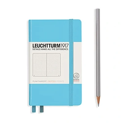 Bild av LEUCHTTURM1917 357477 anteckningsbok ficka (A6), inbunden 187 numrerade sidor, isblå, prickad