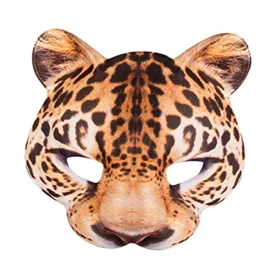 Bild av Boland halvmask, realistiskt tryck, elastiskt band, karneval, halloween, temafest, kostym, teater, klädsel, tillbehör, leopard