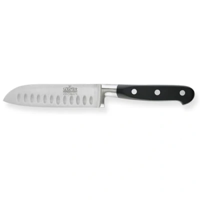Bild av Richardson Sheffield V SABATIER Santoku kniv, 12,5 cm långt blad, härdat bladstål, rostfritt, extremt vass, professionell kockkniv, universalkniv, med kullslipning, silver/svart