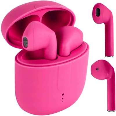 Bild av Setty hörlurar headset trådlöst Bluetooth 5.0 TWS trådlösa in ear hörlurar, stereoheadset trådlös laddning och bärbart laddningsfodral för Android/iPhone/Samsung/Huawei (rosa)
