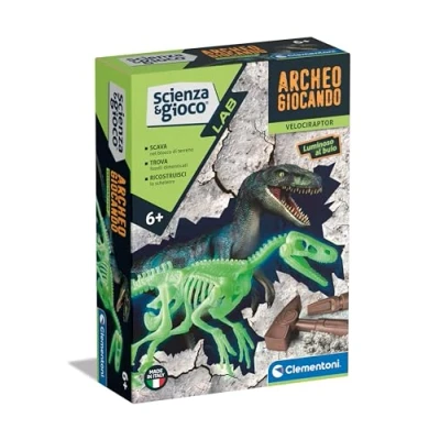 Bild av Clementoni Science Lab Archaeogiocando Velociraptor Dinosaurs, Fossila Gräv och monteringssatser, paleontologi, vetenskapligt spel 7 år, på italienska, tillverkade i Italien, flerfärgade, 19227
