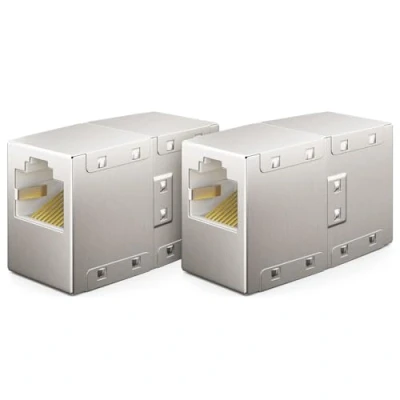 Bild av deleyCON 2 Stycken RJ45 Koppling Cat6 LAN Kabelförlängning och Nätverkskabelanslutning för Switch TV PS5 PS4 ADSL Modem Box Router PC Patchkabeladapter med POE Anslutning