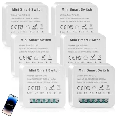 Bild av Smart strömbrytare modul 2 vägs, DIY Life kompatibel med Tuya App, brytare, mini gör det själv WLAN omkopplare Alexa och Google Home, neutral ledare krävs (6)