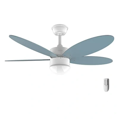 Bild av Cecotec Takfläkt med ljus EnergySilence Aero 5300 White&amp;Wood design. 30 W, diameter 132 cm, 3 vingar, DC motor, LED ljus, fjärrkontroll, timer och vinter sommarläge