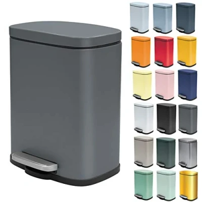 Bild av Spirella Akira Badrum Papperskorgar Rostfritt stål Skräp korg Badrumskorgar 5L Löstagbar Toalett Magic Silent Softclose System (Anthracite)