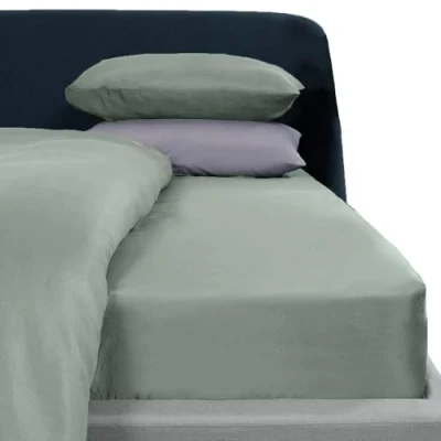 Bild av Brentfords enfärgade dra på lakan i solid färg, skrynkel och strykfritt supermjuk lättskött mikrofiber, ankägg blå super king size