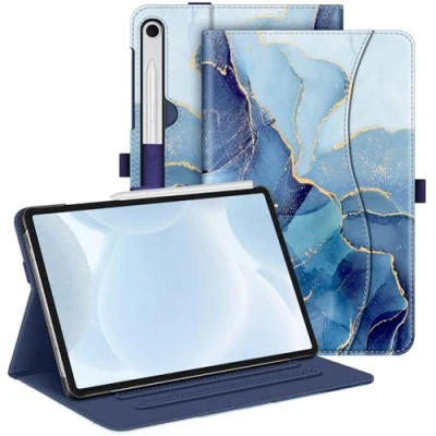 Bild av Fintie Fodral för Samsung Galaxy Tab S9 FE 10,9 tum/Tab 11 tum 2023 surfplatta, multivinkel folio, skyddsfodral med dokumentfack och automatisk sömn/väckningsfunktion, ocean marmor
