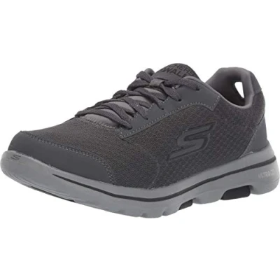 Bild av Skechers Go Walk 5 kvalificerade träningsskor för män, Koltextil syntetisk svart trim, 44 EU