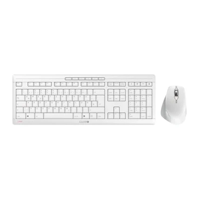 Bild av CHERRY STREAM DESKTOP COMFORT, Trådlöst Tangentbord och Mus, Tysk Layout (QWERTZ), 2,4 GHz, Viskande Tysta Tangenter, Ergonomisk Högerhänt Vit Grå