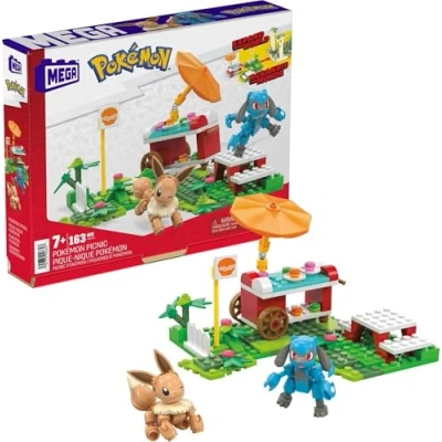 Bild av MEGA Pokémon Adventure Builder, picknick byggsats med 193 kompatibla klossar och delar som kan kopplas ihop andra världar, leksakspresentset för barn från 7 år, HDL80