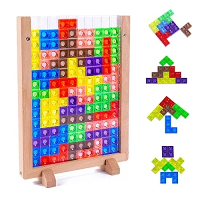 Bild av Montessorileksaker pussel barn 3 4 5 år gammal, 3D leksak för tetris akrylpussel, ryska formade Montessori STEM pedagogiska leksaker, julklappar pojkar och flickor