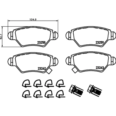 Bild av HELLA 8DB 355 019 271 Jeu de plaquettes frein avec indicateur d&#039;usure vis d&#039;étrier accessoires OPEL: Zafira A, Astra G CC