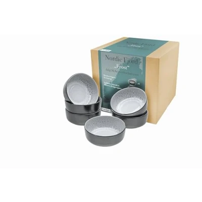 Bild av CreaTable, 21523, serie Nordic Fjord, 6 delat porslinsset, frukostskålset av stengods, diskmaskins och mikrovågsugnssäker, kvalitetsproduktion
