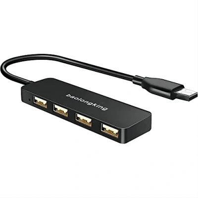 Bild av USB hubb, 4 portar Ultra Fine USB, bärbar dator, splitter för iMac Pro, MacBook Air, Mac Mini/Pro, Surface Notebook, enheter och mobila hårddiskar (USB 2.0 hub)