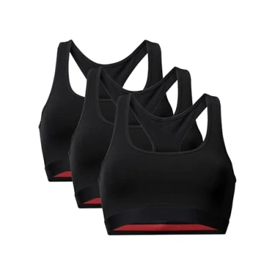 Bild av Ekologisk bomullsbralette för kvinnor 3 Pack svart blågrå komfortbehåstretch (Multi Svart, M)