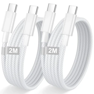 Bild av iPhone 15 16 laddningskabel 2 m pack, 60 W USB C till kabel, Apple laddningskabel, USBC, snabbladdningskabel, nylonkabel för Pro Max/Plus/16/15, iPad Pro/Air