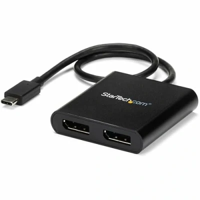 Bild av StarTech.com USB C till dubbel DisplayPort 1.2 adapter, multiskärm MST Hub, 4K 30Hz/1080p 60Hz DP Laptop Display Extender/Splitter, extra lång integrerad Kabel endast Windows