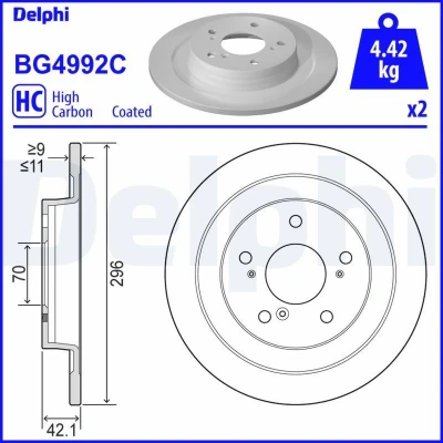 Bild av Bromsskiva DELPHI BG4992C