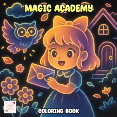 Bild av Magic Academy Black Paper Coloring Book: A Glowing School of Cuteness and Spells