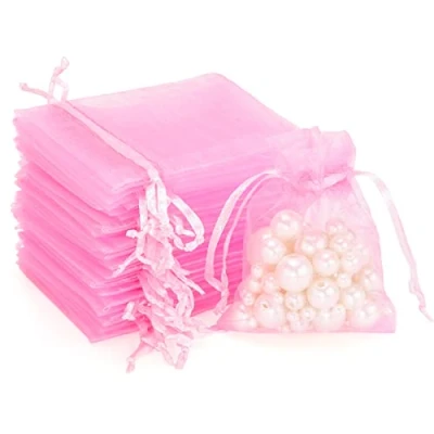 Bild av G2PLUS 100 st organza presentväskor smycken påsar bröllop tjänst dragsko väska 10 cm x 15 perfekt för bröllop, jul, födelsedag, årsdag