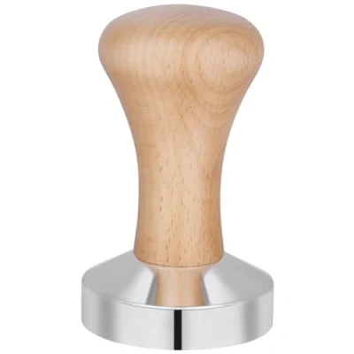 Bild av Vicloon Tamper, 51 mm Espresso Kaffe Coffee Tamper Rostfritt stål platt bas, Trähandtag Espressomaskiner Tillbehör ljus trä färg