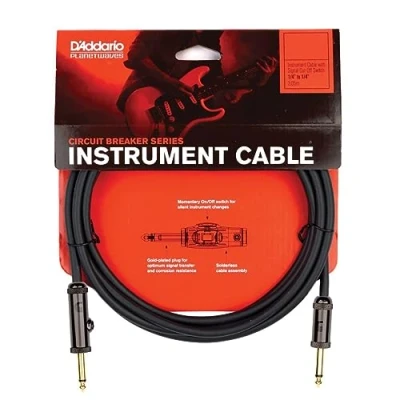 Bild av D&#039;Addario Accessories anpassad serie strömbrytare gitarrkabel tillfällig kill switch instrumentkabel med ¼ tums ändar på/av knapp för tysta instrumentändringar rak, 4,6 m