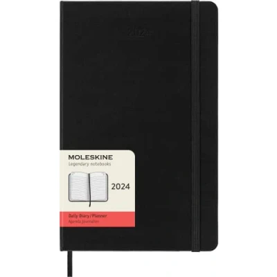 Bild av Moleskine Klassisk 12 Månader 2024 Daglig Planerare, Hårt Fodral, Stor (13 cm x 21 cm), Svart