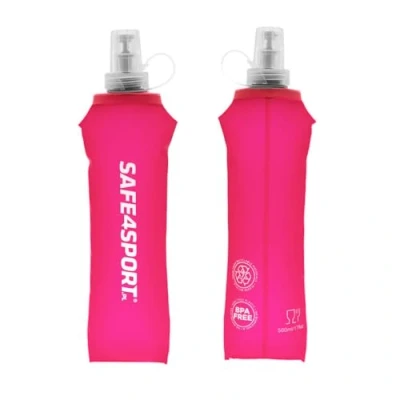 Bild av SAFE4SPORT Soft Flask 500 ml rosa hopfällbar vattenflaska mjuk TPU sportflaska