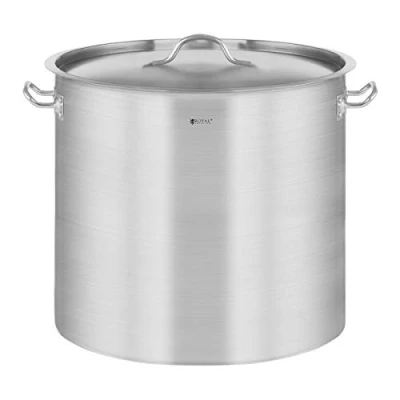 Bild av Royal Catering Induktionskruka med lock RCST 21E3 (20 L, rostfritt stål, hällfälg, för induktion, gas och elektriska andra matlagningsplattor)